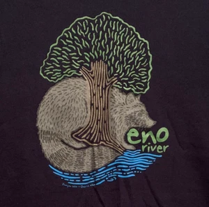 T-Shirt LADIES MED "Eno River" Raccoon T-Shirt - Picture 1 of 2