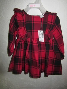Childrens Place Christmas Dress Size 9-12 Mo Buffalo Plaid Ruffle & Diaper Cover - Picture 1 of 4