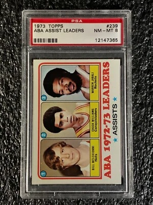 1973 Topps Basketball #239 ABA Assist Leaders PSA 8 - Image 1 of 2