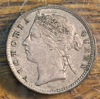 1893 Straits Settlements 10 Cents Super Original AU Beauty KM-11 CHRC - Image 1 of 2