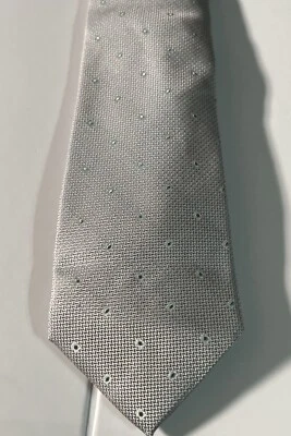 Corbata de cuello Calvin Klein mezcla de seda patrón de puntos esmeralda plateada precio de venta sugerido por el fabricante 69,50 USD nueva con etiquetas Foto 1 de 4