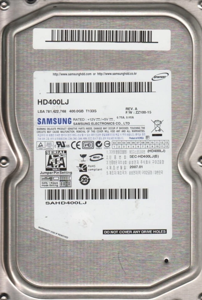 400 GB SATA Samsung Spinpoint T133 HD400LJ 7200rpm 8MB HDD 3.5 " Internal - Image 1 of 1