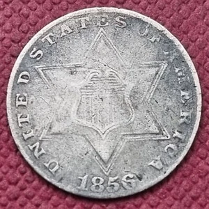 1856 Three Cent Piece Silver Trime 3c Better Grade VF - XF #34513 - Picture 1 of 2