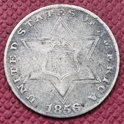 1856 Three Cent Piece Silver Trime 3c Better Grade VF - XF #34513 Cover