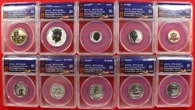 2018-S Reverse Proof Silver ANACS RP70 DCAM 10 Coin Set - Image 1 of 2