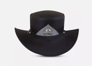 Gothic Steampunk - Inspired Black Leather Western Cowboy Hat for Men - Picture 1 of 8