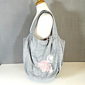 Aerie Flower Bird Print Hobo Bag Grey Pink Slouchy - Picture 1 of 6
