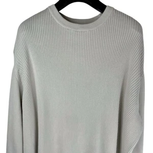 Neu ohne Etikett H&M Relaxed Fit schwere Qualität Herren knochenfarben Oversize gerippter Pullover L - Bild 1 von 6