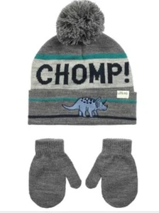 Little Me™ Size 2T-4T Dinosaur Chomp Hat and Mitten Set Gray/Multi FREE SHIP - Picture 1 of 1