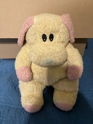 Baby Ty Puppy Dog Plush Rattle Pastel Yellow Pink 11" Pluffies Lovey 1999 - Image 1 of 4