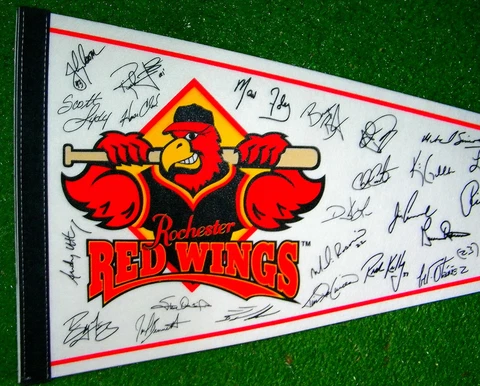 Rochester Red Wings Pennant White EDS Sponsor 2000 ? Old Logo 30" Full - New Cover