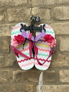 Wonder Nation Toddler Girls Size 11-12 Beach EVA Flip Flop Flower Straps - Picture 1 of 9