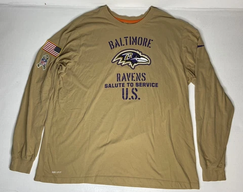 Nike Baltimore Ravens Salute To Service LS Shirt Mens XXL Dri Fit Cover