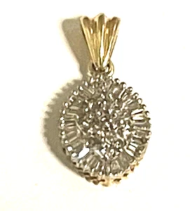 Colgante con racimo de diamantes en forma de marquesa de oro amarillo de 14k .50ct 2.8g Estate - Imagen 1 de 6