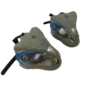 Lot of 2 - 2017 MATTEL Jurassic World Park Chomp Roar Blue Raptor Dinosaur Masks - Picture 1 of 16
