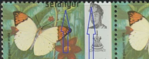 (E40)MALAYSIA ERROR 1971 BUTTERFLY PERFOORATIONS SHIFT UP CUT SULTAN HEAD & INSC - Picture 1 of 2