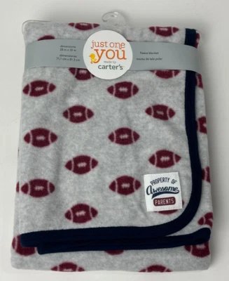 Manta de bebé de fútbol gris Carters Just One You Property Of Awesome Parents nueva con etiquetas Foto 1 de 4