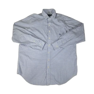 Ralph Lauren Hombres Camisa XLT Blanco Azul Guinga Algodón Manga Larga Polo XL Alto - Imagen 1 de 8