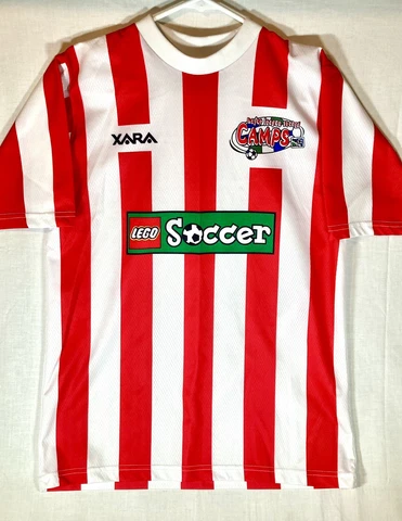 Vintage Lego Soccer T Shirt Jersey Xara MLS Camp Men’s Small Rare Red Stripes Cover