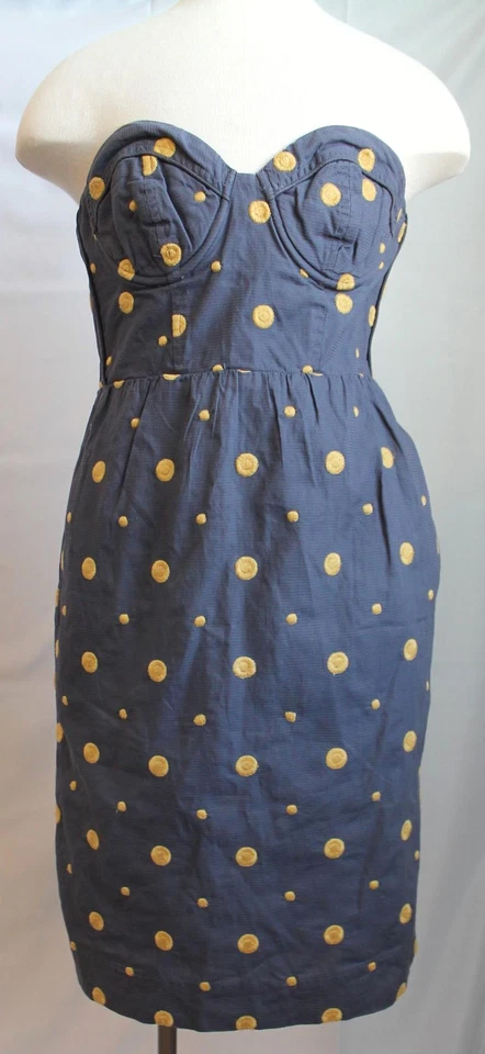 Vestido Anthropologie Floreat Sun bolinhas bordado sem alças tamanho 2 - Imagem 1 de 4