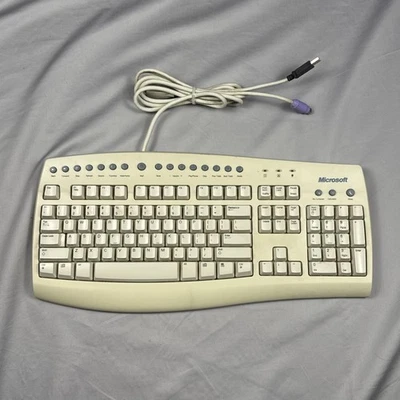 VNTG Microsoft Internet Keyboard Pro RT9441 V:5FTW Wired White Ergonomic Tested - Image 1 of 4