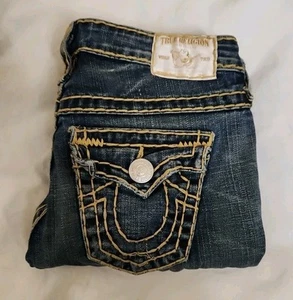 True Religion Jeans Women 26x32 Blue Denim Billy Super T Low Rise USA - Picture 1 of 21