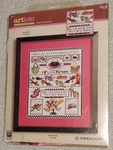 Zweigart Artiste A GAL'S BEST FRIEND Cross Stitch Kit Shoes hats purses Unused - Picture 1 of 2