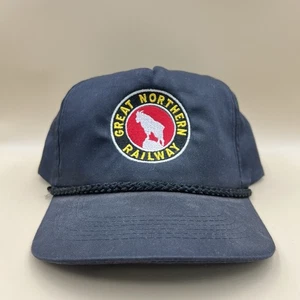 Vintage Great Northern Railway Snapback Mütze Kappe blau Seil Krempe Logo Patch - Bild 1 von 5