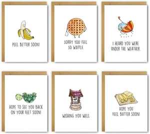 Cute Get Well Cards Bulk, Funny Feel Better Pun Card with Envelopes, Sorry Cards - Picture 1 of 5