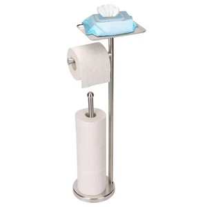 Toilet Paper Holder, Freestanding Toilet Paper Stand with Shelf for Small Ite... - Picture 1 of 8