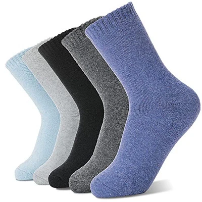  5 Pack Merino Wool Hiking Socks for Women Warm Winter One Size Solid Color G - Imagem 1 de 4