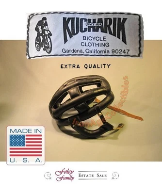 Натуральная кожа! Антикварный велосипедный шлем сделано в США! Середина века 1950-е - Изображение 1 из 4