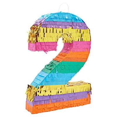 Small Fiesta Number 2 Pinata for Kid's 2nd Birthday Decorations, 11 x 16.5 x 3" - Image 1 of 4