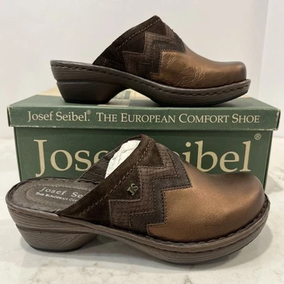 Josef Seibel NUEVO Cobre Metálico Cuero Sin Cordones Mules Zuecos Zapatos EU 37 Comodidad Foto 1 de 4