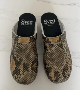 Sven Clogs 40 New Snakeskin Casual Open Back Made In USA Sweden - Picture 1 of 5