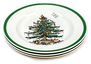 Spode Christmas Tree Salad Plate England VTG Set of 4 - Picture 1 of 4