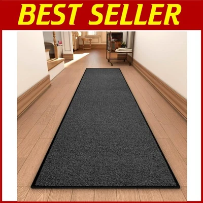 Washable Low Pile Runner Rug - Kitchen Carpet, 2x10 ft Black - Image 1 of 4
