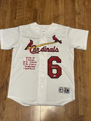 St. Louis Cardinals Stan Musial Signed White Majestic STAT Jersey - PSA/DNA - Image 1 of 3