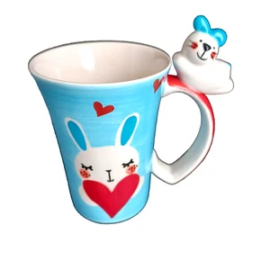 Coffee Mug Tea Cup Bunny Bunnies Hearts Indra Drink Handled 5.5" x 3.5" Small - Picture 1 of 12
