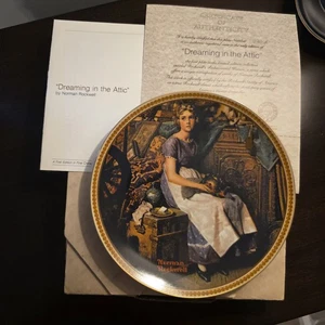 Norman Rockwell Dreaming in the Attic Plate Rediscovered Women Collection COA  - Picture 1 of 10