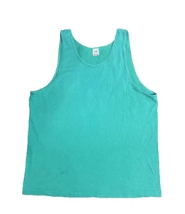 Vtg 90s Fruit Of The Loom Tank Top T-Shirt Sz XL Teal Made In USA Single Stitch - Picture 1 of 5