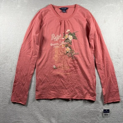 Polo Ralph Lauren Girls Size XL 16 Pink Graphic Long Sleeve T-Shirt NWT #1265 - Image 1 of 4