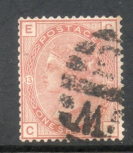 GB QV 1880 SG151 1/- Naranja Marrón Placa 13 Spray Marca de Agua, Usado Cat £550 CE - Imagen 1 de 2