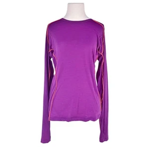 ICEBREAKER GT Merino Long-Sleeve Thermal Baselayer Purple w/ Orange Accent Sz M - Picture 1 of 8