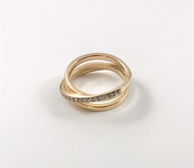 Authentic Pandora Ring Crossover Triple Band Clear CZ Gold Plated Size 7. #742 - Image 1 of 4