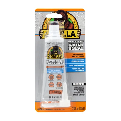Gorilla Waterproof Caulk & Seal [100% Silicone]: 2.8 oz. tube (Clear) - Image 1 of 3