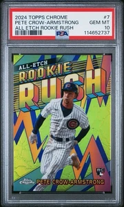 2024 Topps Chrome PETE CROW-ARMSTRONG All Etch Rookie Rush Refractor Cubs PSA 10 - Picture 1 of 2