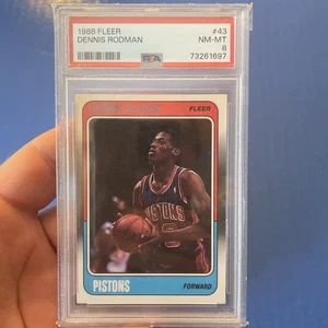 Fleer Dennis Rodman Rookie RC 1988 #43 PSA 8 casi nuevo-como nuevo HOF Pistons Bulls 🏀 - Imagen 1 de 3