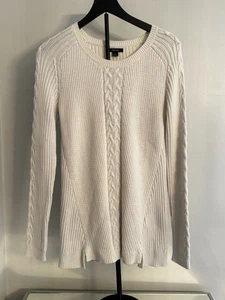 Nautica Pullover mit Zopfmuster Gr. L elfenbein creme 100% Baumwolle gerippt küste dick - Bild 1 von 8
