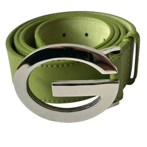 Guess Leather Belt Green Silver Big G Logo Buckle Women's Size XL Extra Large - Picture 1 of 9